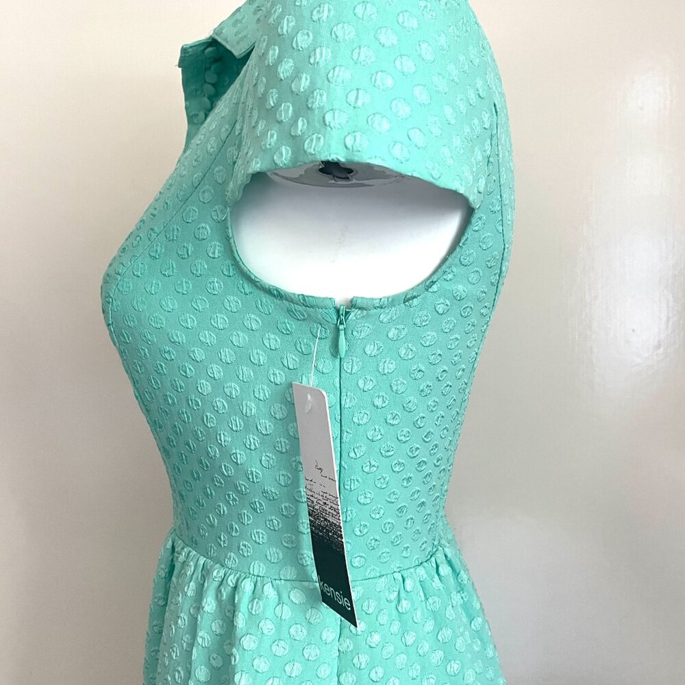 NWT Kenzie Minty Textured Dot Cup Sleeves Dress S $99 - Picture 10 of 14